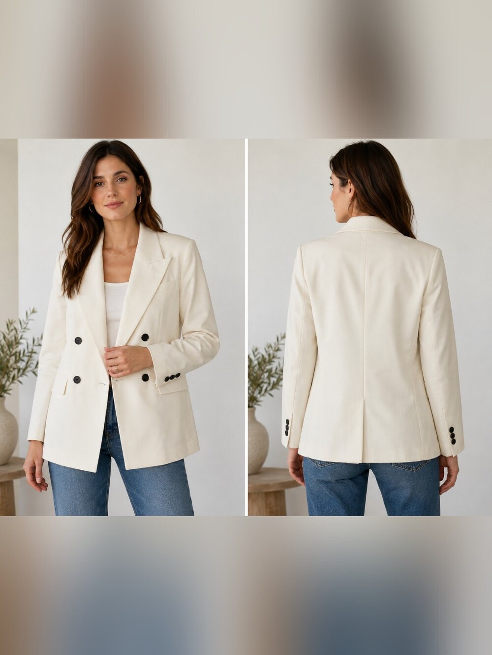 Madewell NWT Ivory Double Breasted Wool Blend Blazer Size 0 Tailored Jacket